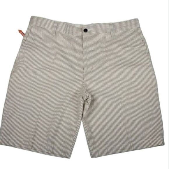 NEW 38 LEVI'S DOCKERS striped Tan white COTTON SHORTS pockets NWT - Picture 1 of 12